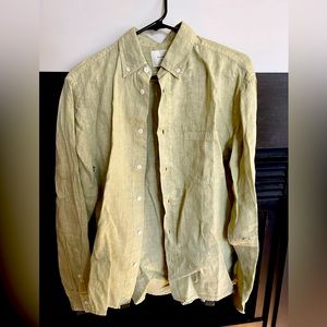 Green Billy Reid Tuscumbia Linen Shirt (Small)